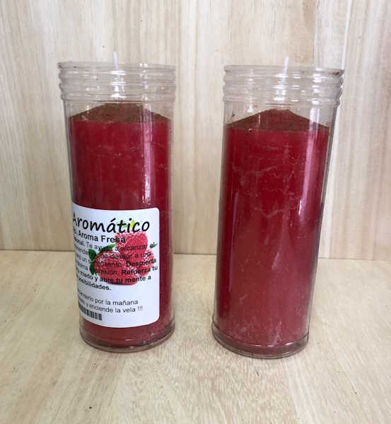 Velón Rojo aroma fresa Energía y pasión